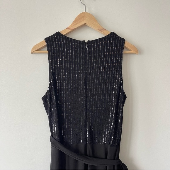 ❌SOLD ❌Anne Klein High Waist Wide Leg Black Sequins Jumpsuit with tie Waist size - Picture 4 of 10